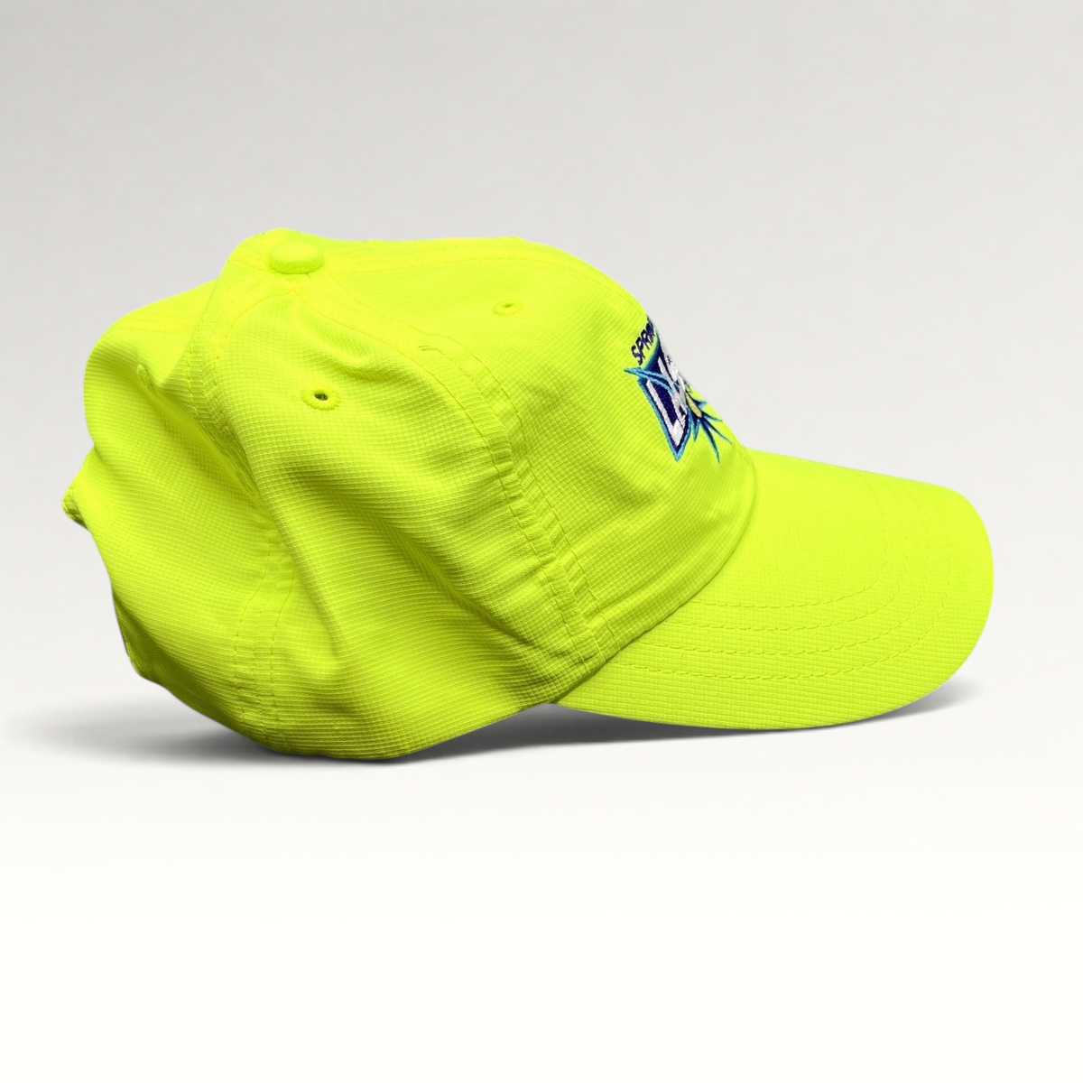 Raree Finds vintage neon yellow Springfield Lasers World TeamTennis strapback hat with embroidered team logo