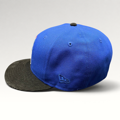 Raree Finds New Era 59FIFTY New England Patriots fitted hat with royal blue crown and black corduroy brim