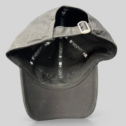Raree Finds New Era 9TWENTY black cotton strapback hat with tonal embroidery and interior branded taping