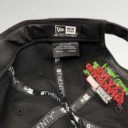 Raree Finds New Era 9TWENTY cap interior showing branded taping and Guardians of the Galaxy Holiday Special embroidery