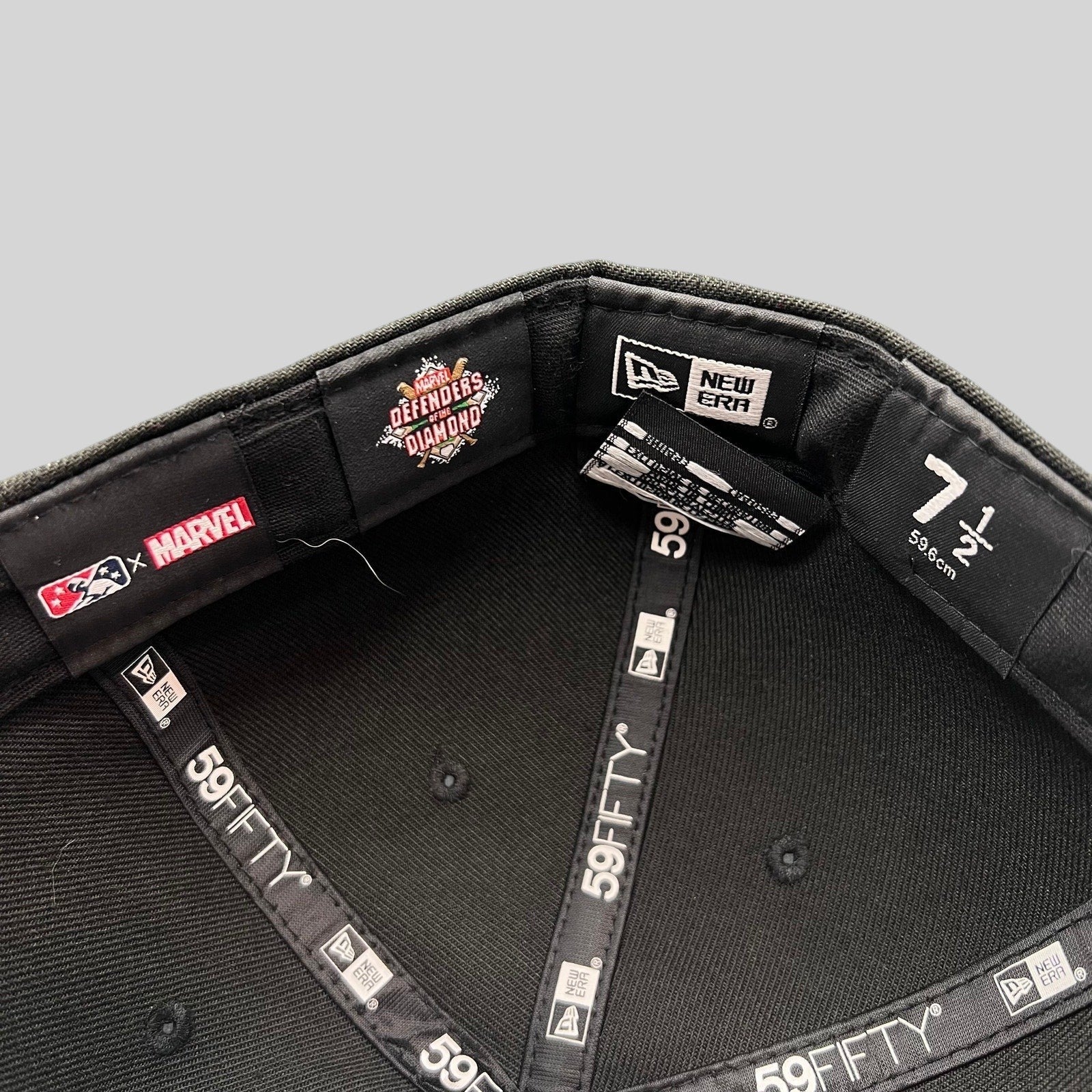 Raree Finds New Era 59FIFTY Richmond Flying Squirrels Marvel Defenders cap interior showing size 7 1/2 branding