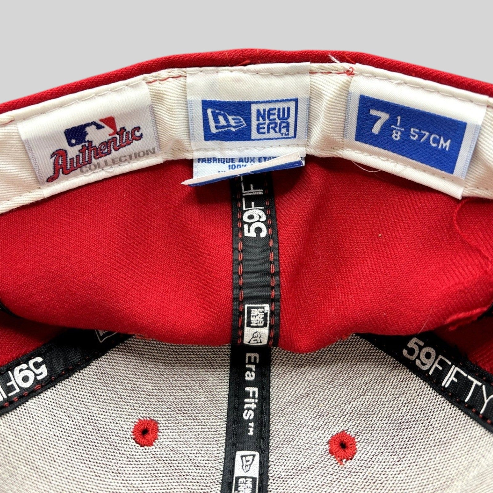 Raree Finds vintage New Era 59FIFTY Washington Nationals fitted cap interior tags showing size 7 1/8 and branding