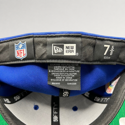 Raree Finds New Era 59FIFTY New England Patriots hat interior label showing size 7 5/8 and official NFL branding