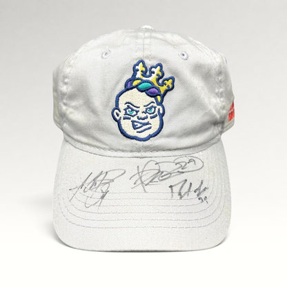 Raree Finds New Orleans Baby Cakes cream cotton strapback hat with signed brim and embroidered team logo