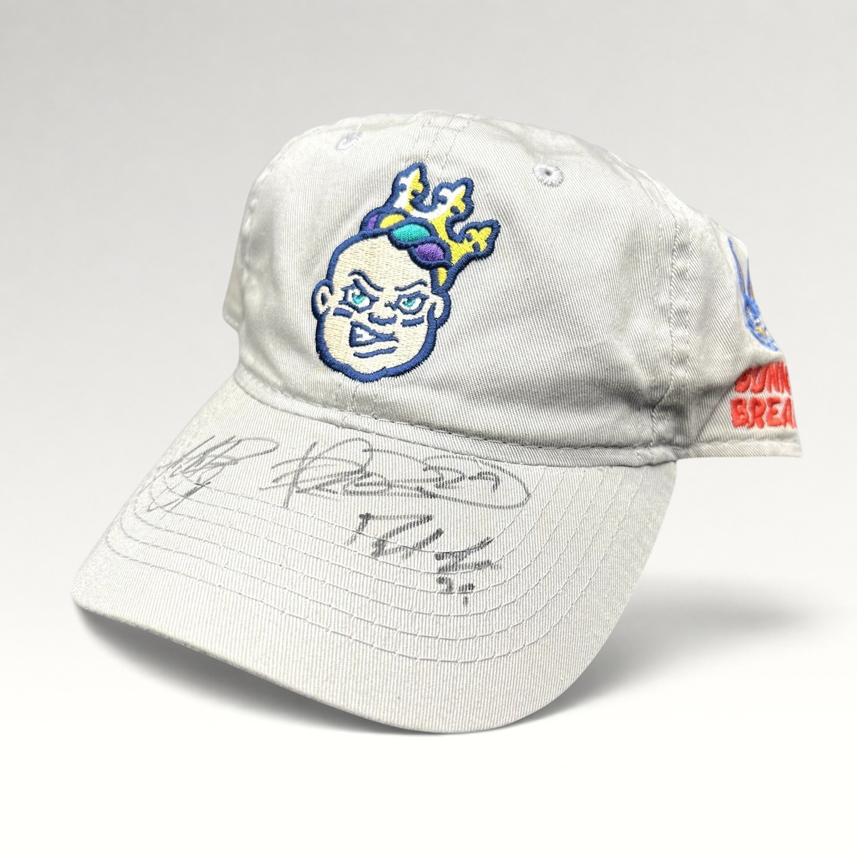 Raree Finds cream cotton New Orleans Baby Cakes dad hat with embroidered logo and player autographs on the brim.