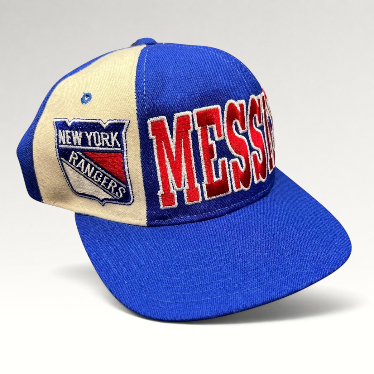 Raree Finds vintage New York Rangers Starter wool snapback hat featuring Messier embroidery and side team shield logo.
