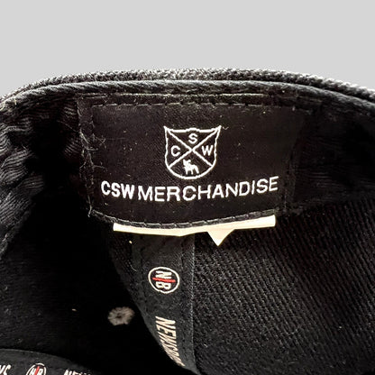Raree Finds Newsboys Love Riot snapback hat interior label featuring CSW Merchandise branding and custom taping