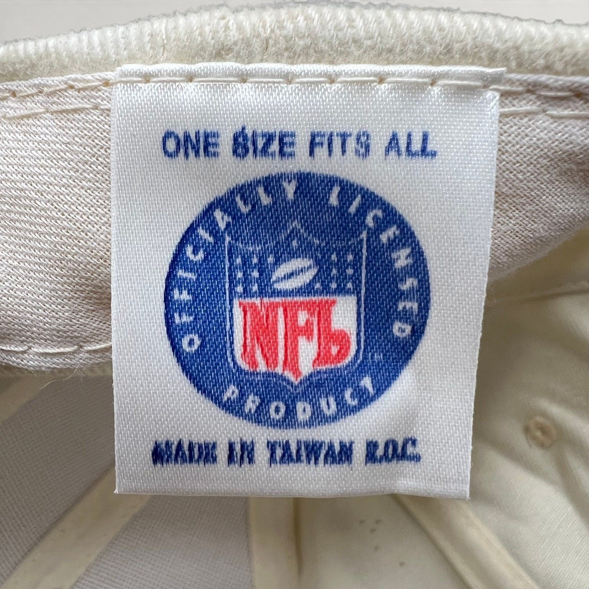 Raree Finds vintage NFL officially licensed product tag from a Denver Broncos snapback hat made in Taiwan