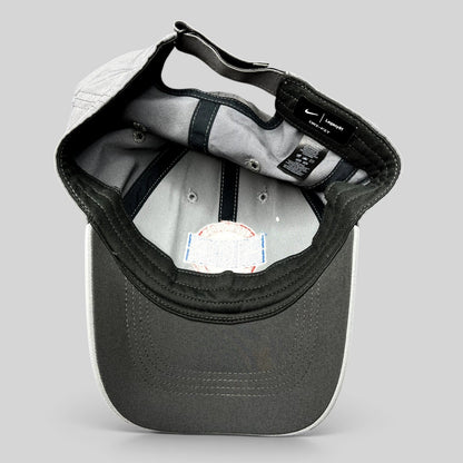 Raree Finds Nike Dri-FIT Legacy91 gray tennis hat interior showing moisture-wicking fabric and adjustable strapback