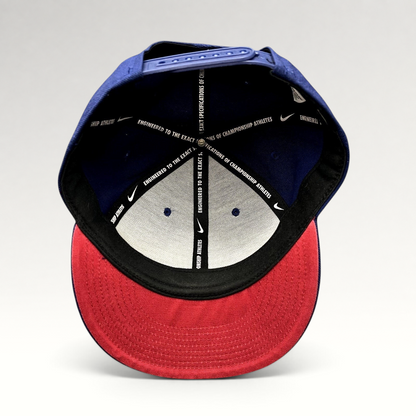Raree Finds Nike FC Barcelona snapback hat interior view showing branded taping and adjustable blue plastic strap