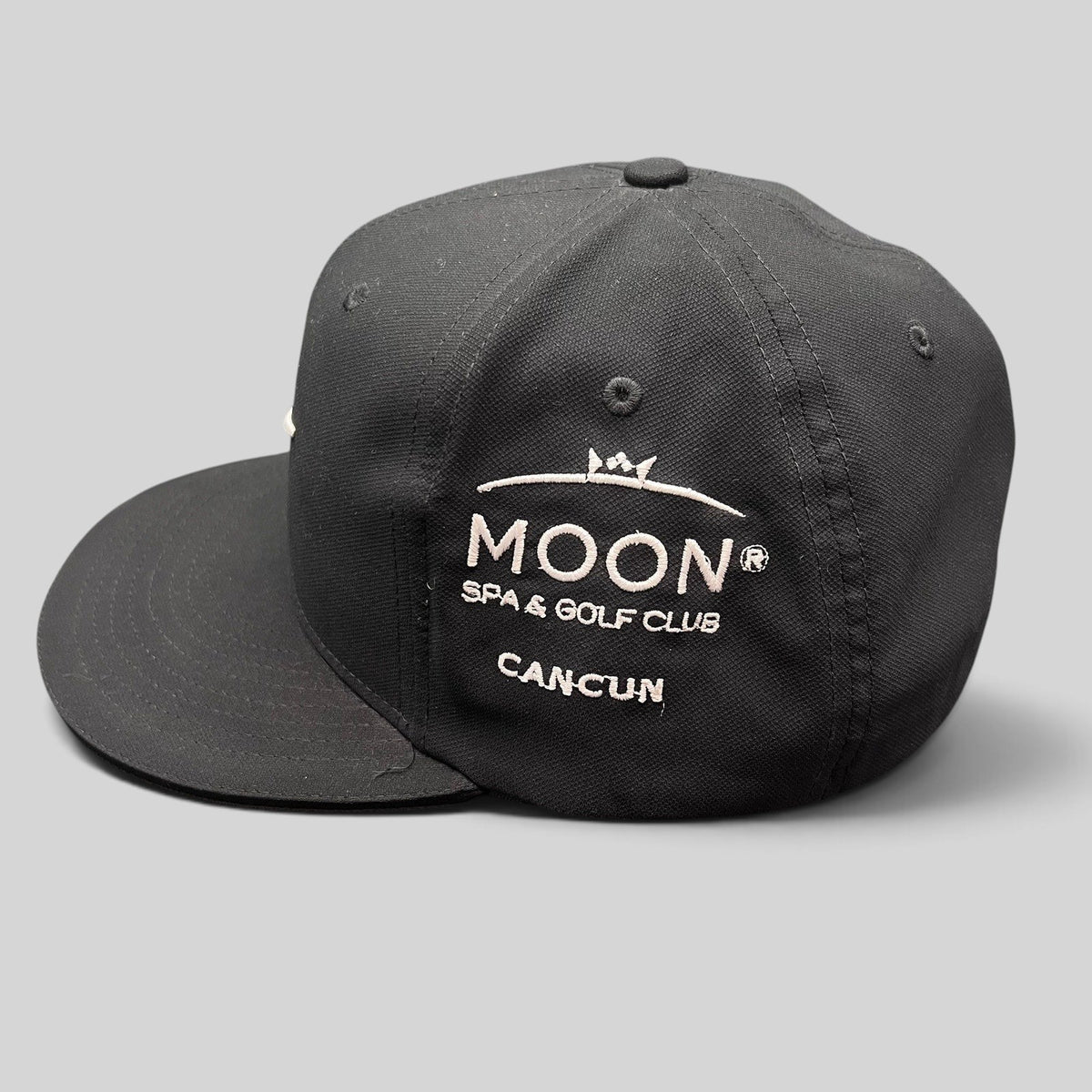 Raree Finds black Nike Golf fitted cap with white Moon Spa & Golf Club Cancun embroidery on the side