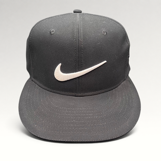Raree Finds black Nike Golf fitted cap with white embroidered Swoosh logo and flat brim