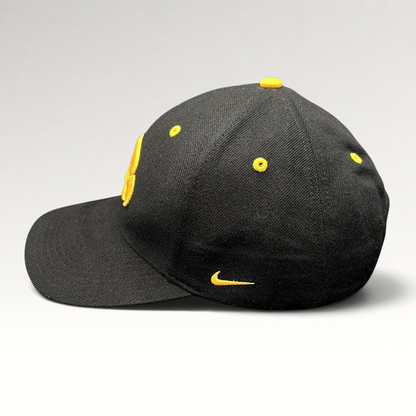 Raree Finds vintage Nike Iowa Hawkeyes black and gold cotton twill strapback hat with embroidered side swoosh