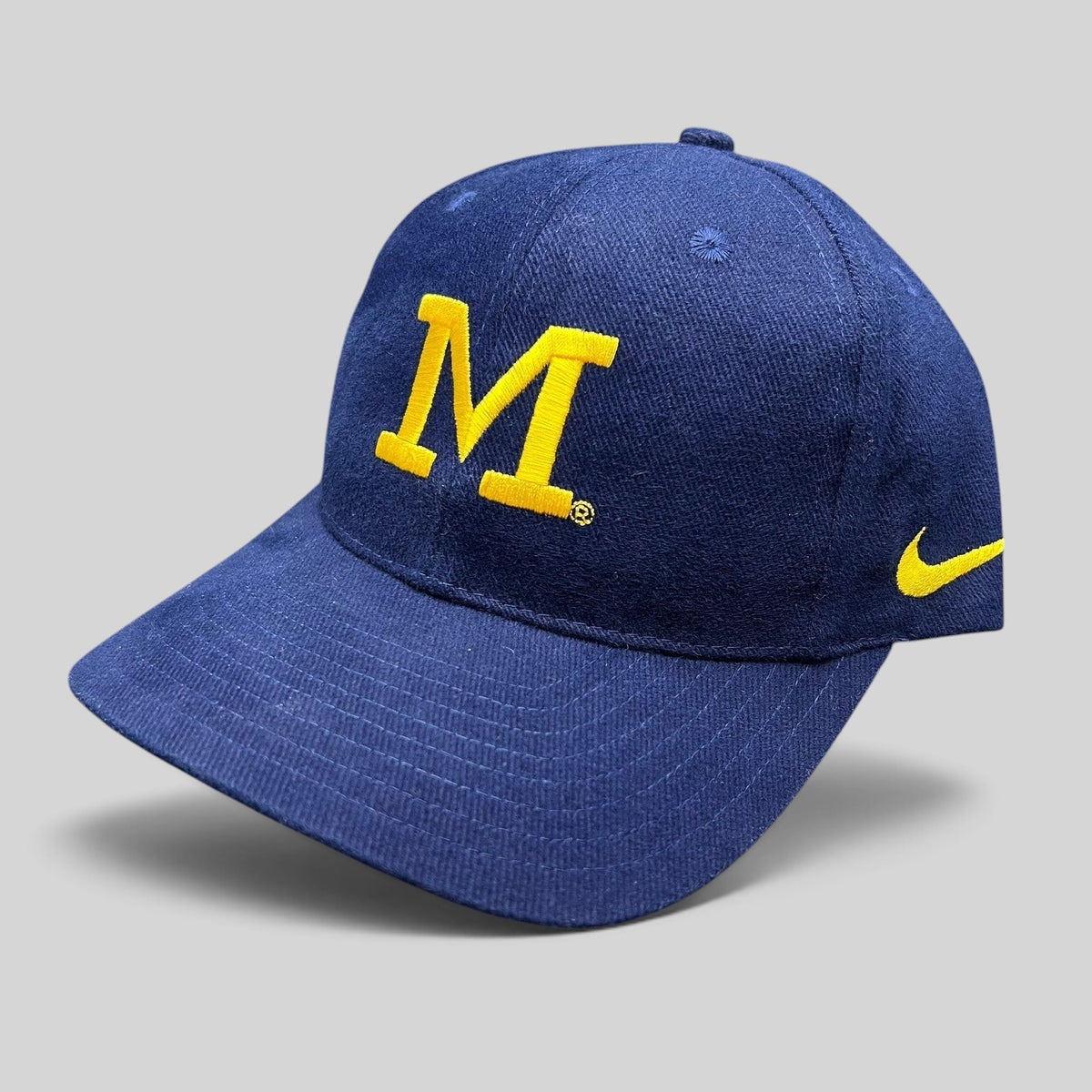 Raree Finds vintage Nike Team Sports Michigan Wolverines navy and maize cotton snapback hat with block M embroidery