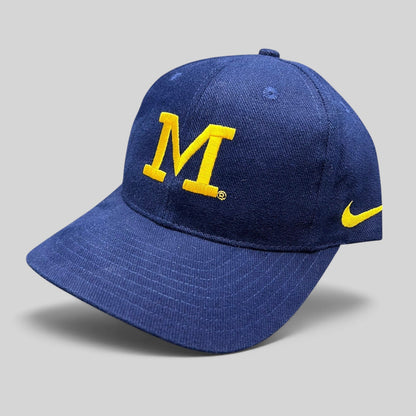 Raree Finds vintage Nike Team Sports Michigan Wolverines navy and maize cotton snapback hat with block M embroidery