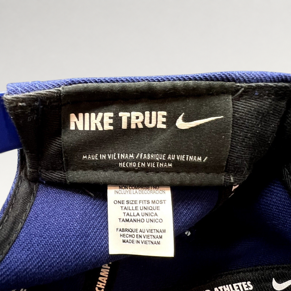 Raree Finds Nike True FC Barcelona snapback interior label showing manufacturing details and size information