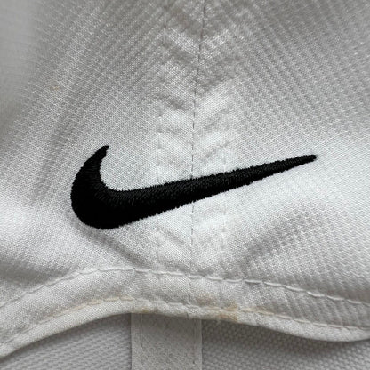 Raree Finds white Nike Legacy 91 performance cap featuring a black embroidered Swoosh logo on the underside of the brim