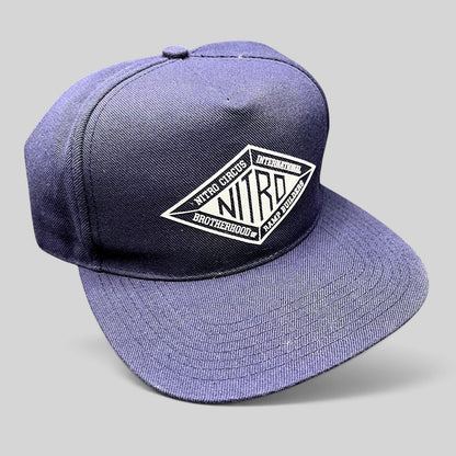 Raree Finds 47 Brand Nitro Circus navy blue snapback hat featuring a white Brotherhood of Ramp Builders graphic.