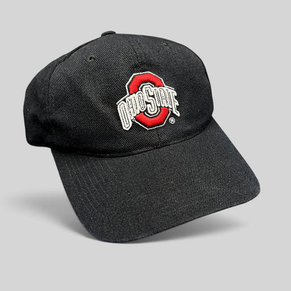 Raree Finds vintage Ohio State Buckeyes black snapback hat with embroidered scarlet and gray logo on structured crown