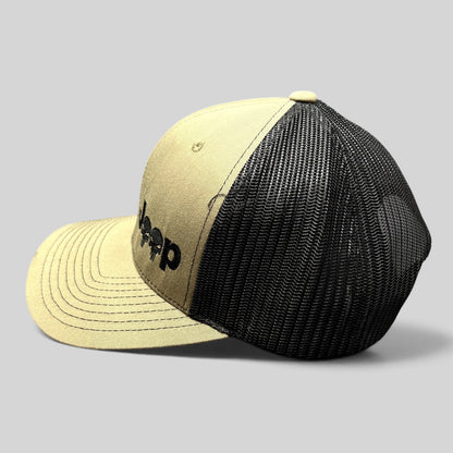 Raree Finds Jeep Punisher skull Richardson 112 trucker hat in olive and black with a structured curved brim.