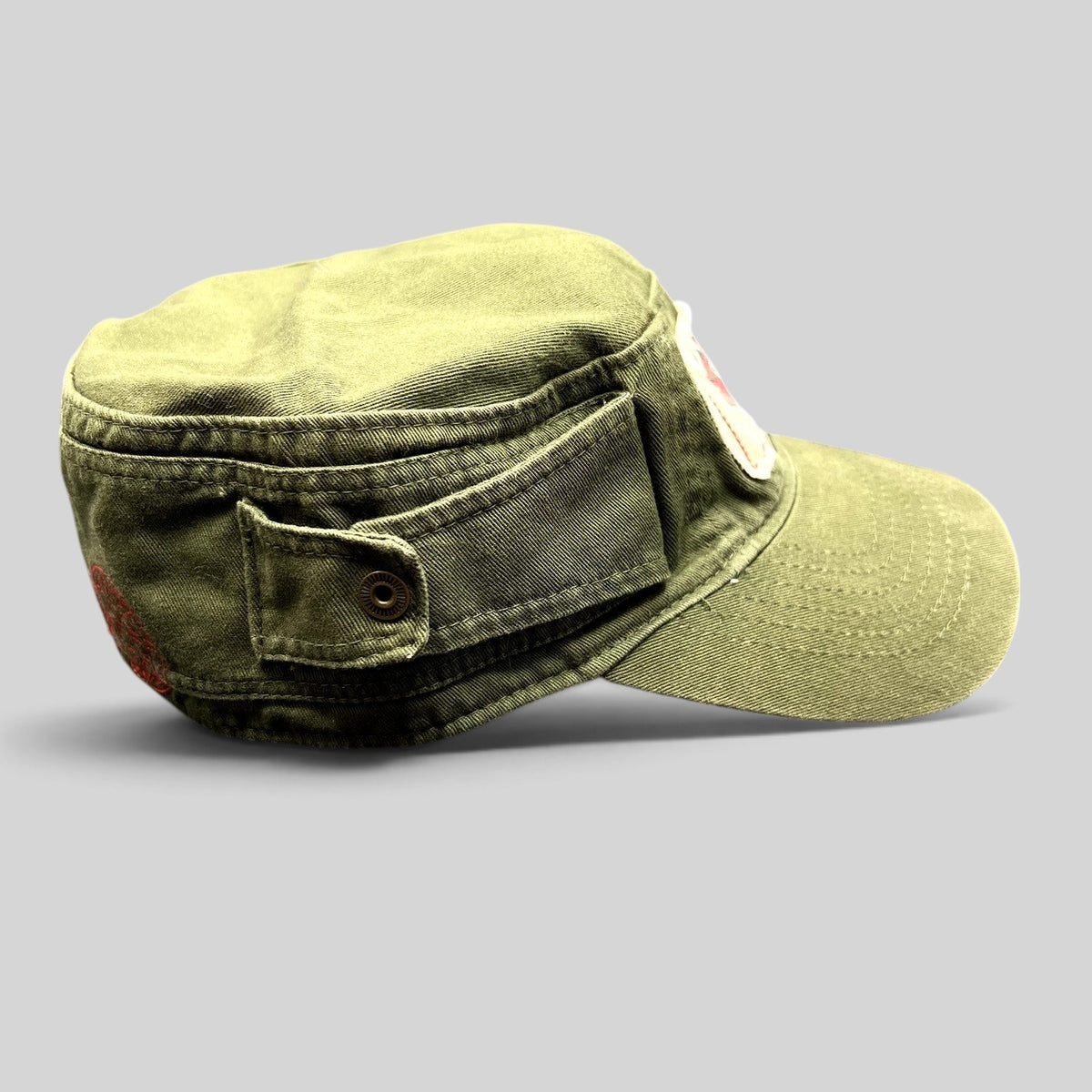 Raree Finds vintage olive green X Games cadet military cap with distressed patch and ESPN side embroidery