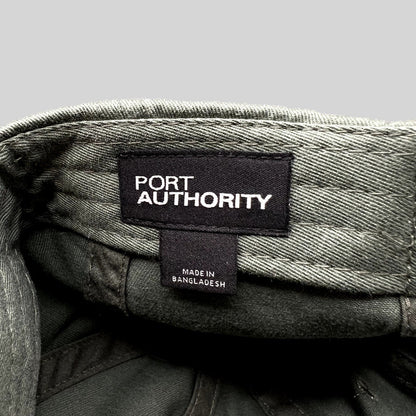 Raree Finds olive green cotton hat interior showing the Port Authority brand label and Made in Bangladesh tag