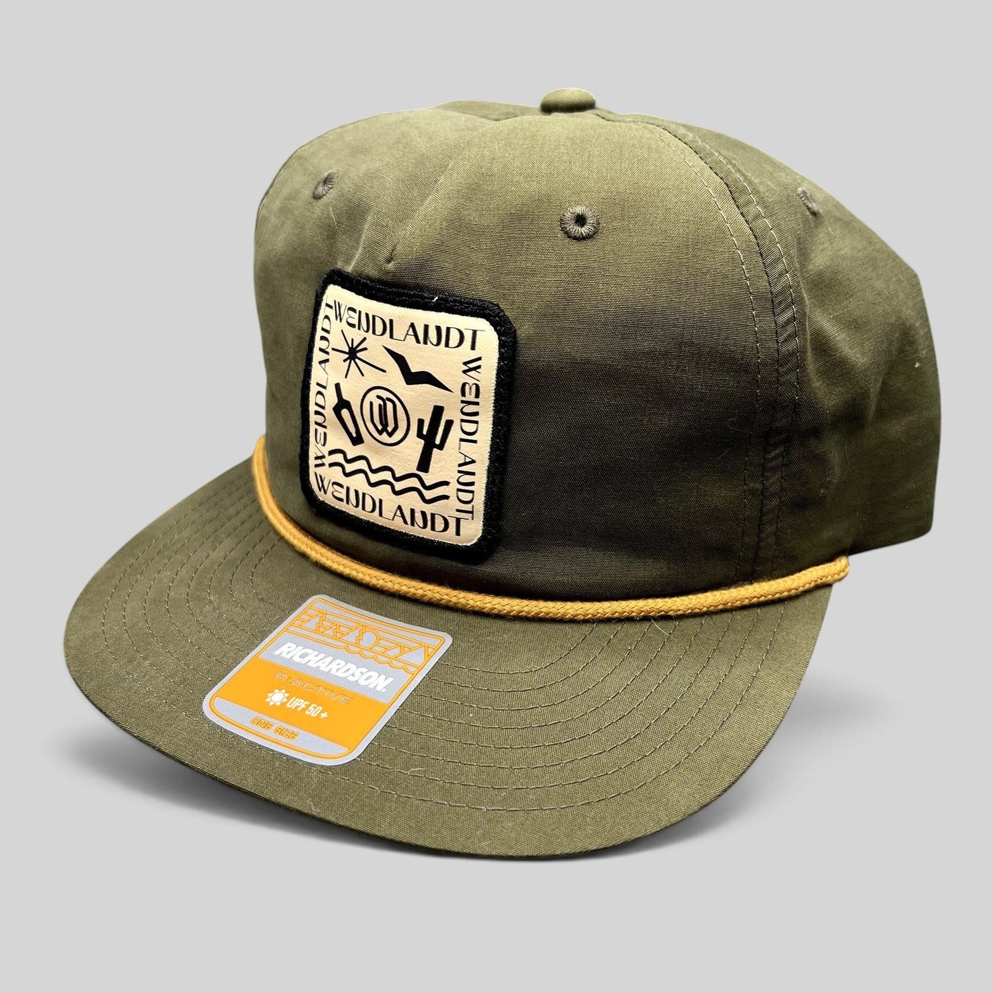 Raree Finds olive green Wendlandt Brewery Richardson outdoor snapback hat with a woven patch and brim rope detail.