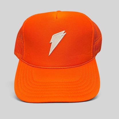Raree Finds bright orange OTTO trucker hat with a white embroidered Gatorade lightning bolt logo on a foam front.