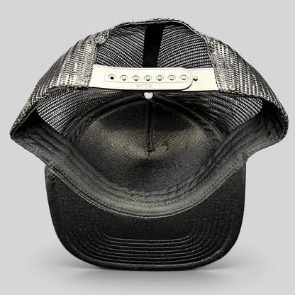 Raree Finds Cloud 10 Otto trucker hat interior view showing black mesh panels and adjustable snapback closure