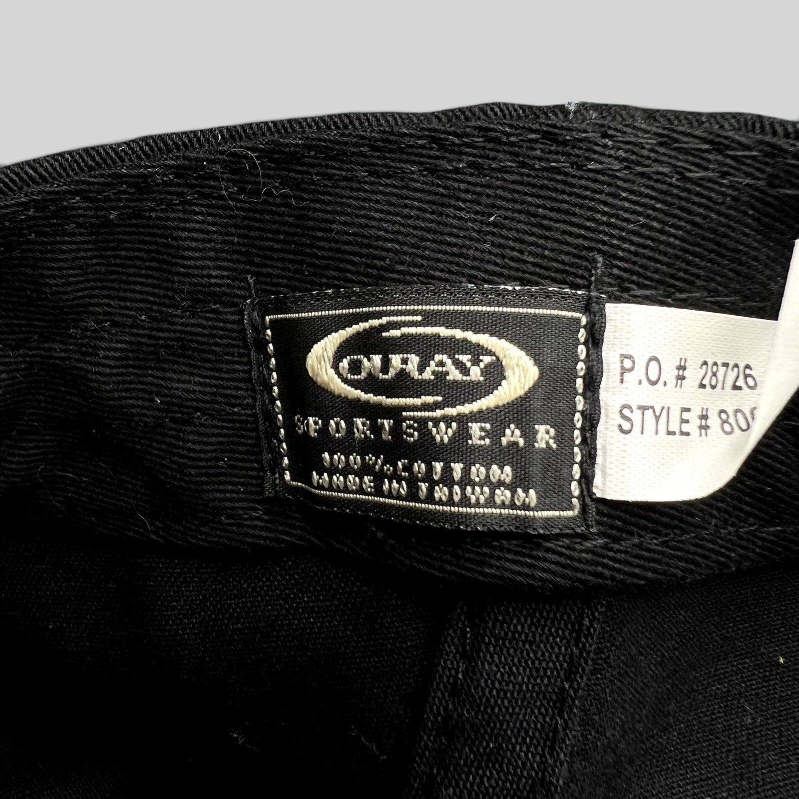 Raree Finds vintage Ouray Sportswear black cotton hat interior brand label and care tag detail