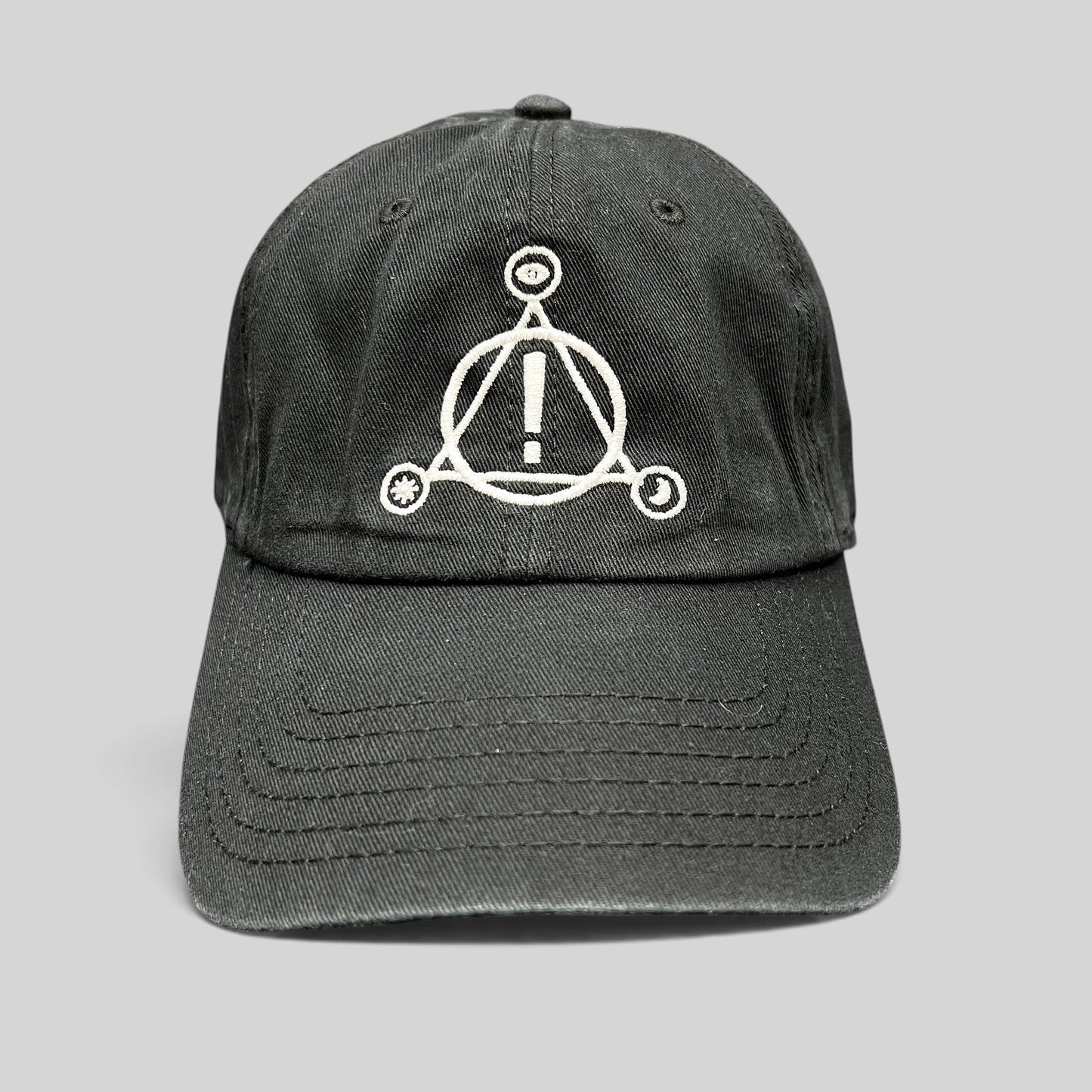Raree Finds black cotton strapback hat featuring white embroidered Panic! At The Disco Pray For The Wicked sigil logo