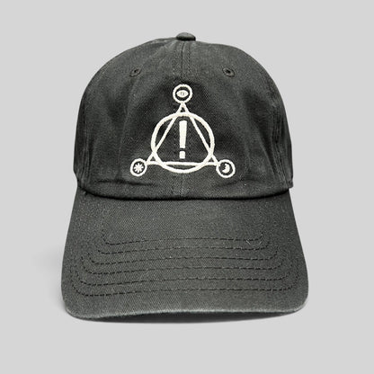 Raree Finds black cotton strapback hat featuring white embroidered Panic! At The Disco Pray For The Wicked sigil logo