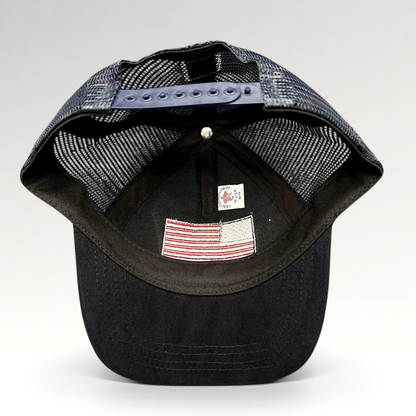 Raree Finds Patriot Awards 2021 trucker hat interior showing embroidered American flag and Made in USA label