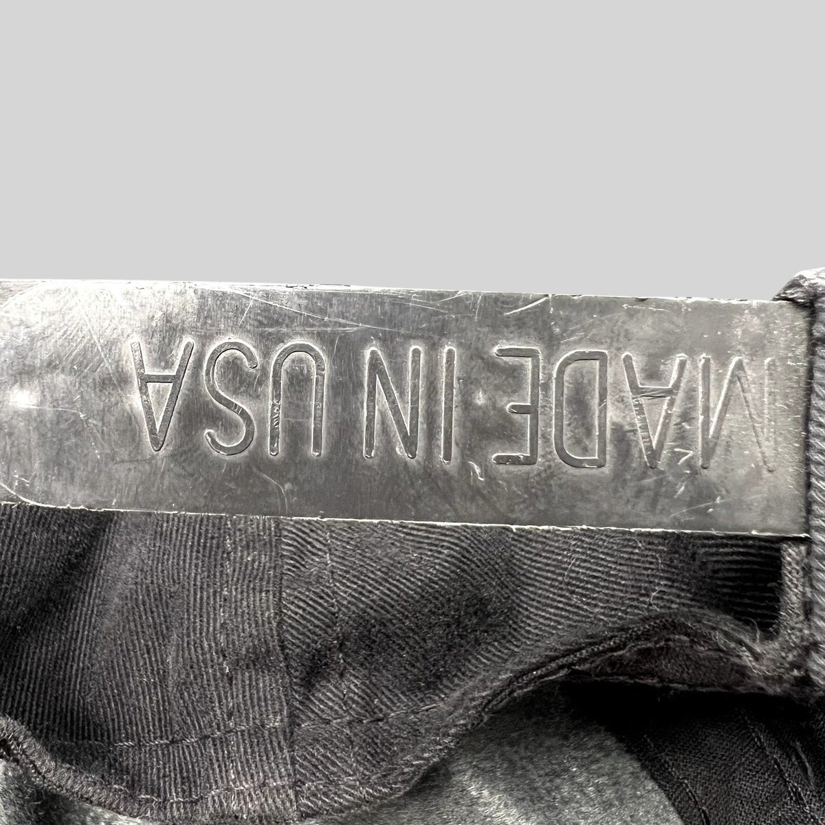 Raree Finds vintage black snapback hat featuring Made in USA tag detail from a Pearl Vodka promotional cap