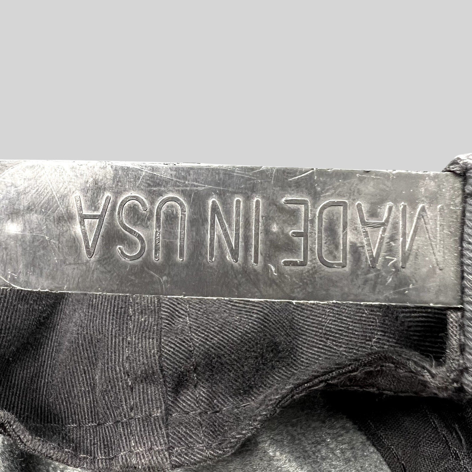 Raree Finds vintage black snapback hat featuring Made in USA tag detail from a Pearl Vodka promotional cap