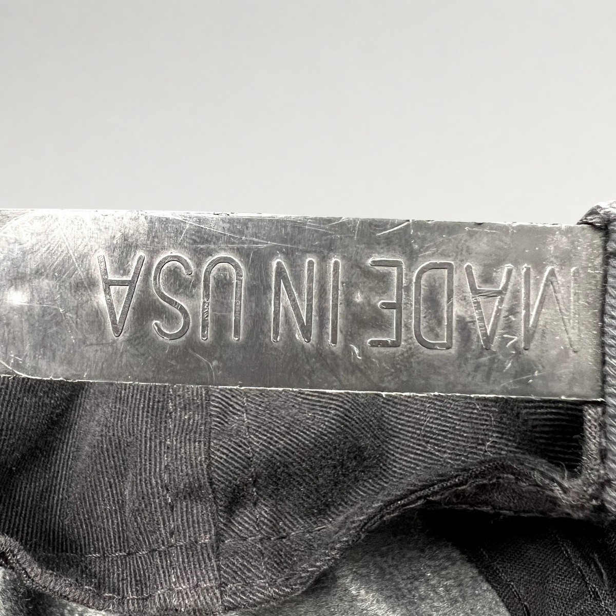 Raree Finds vintage black snapback hat featuring Made in USA tag detail from a Pearl Vodka promotional cap