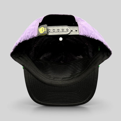 Raree Finds Phish Sphere 2026 snapback hat showing the interior purple ripstop nylon and black adjustable strap