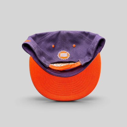 Raree Finds Phoenix Suns ’47 Brand Hardwood Classics snapback hat showing the rear view with orange plastic closure