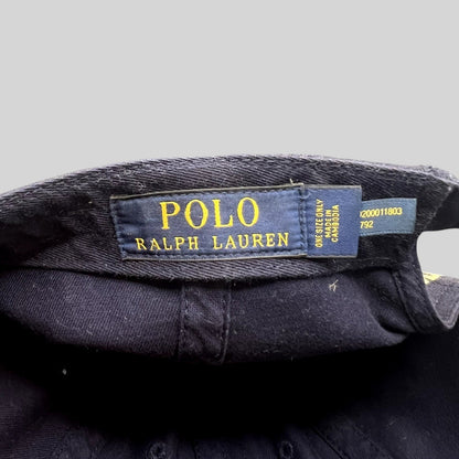 Raree Finds navy cotton Polo Ralph Lauren cap interior label with yellow branding and origin details