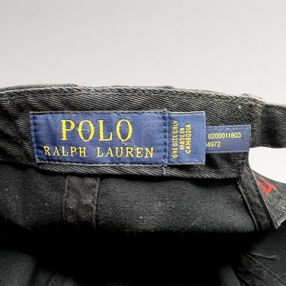 Raree Finds Polo Ralph Lauren black cotton cap interior label with blue branding tag and size information