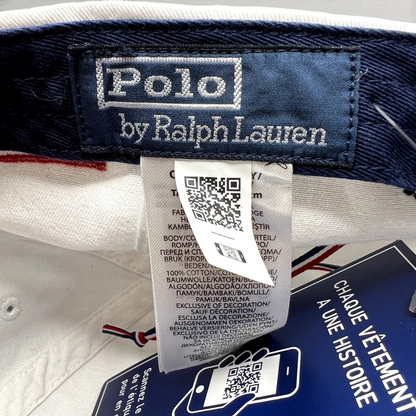 Raree Finds Polo Ralph Lauren Team USA hat interior care label with 100% cotton material details and QR code tag