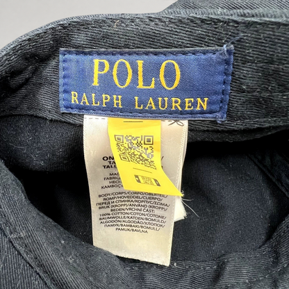 Raree Finds Polo Ralph Lauren black cotton hat interior label with yellow authentication QR code tag