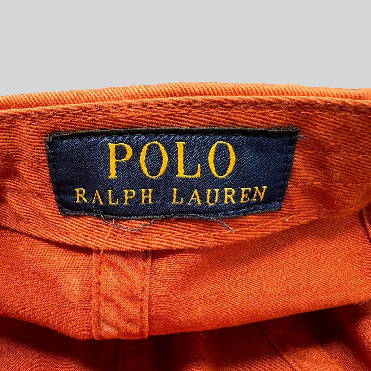 Raree Finds Polo Ralph Lauren orange cotton strapback cap interior label detail