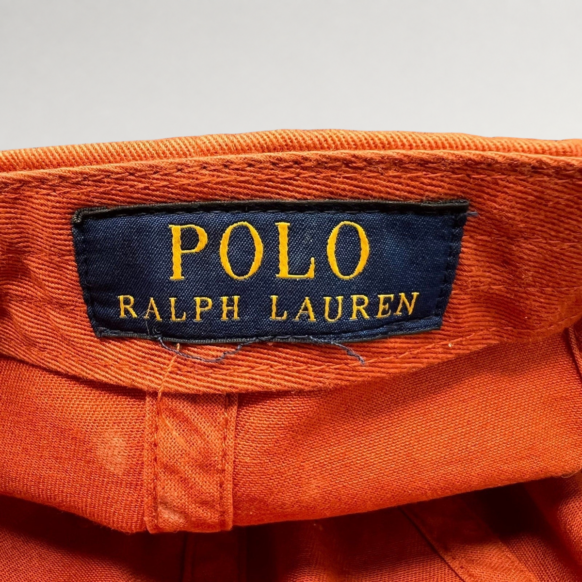 Raree Finds Polo Ralph Lauren orange cotton strapback cap interior label detail
