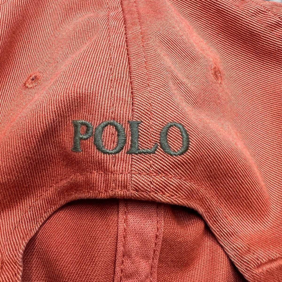Raree Finds Polo Ralph Lauren orange cotton strapback cap with embroidered Polo logo on the back