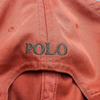 Raree Finds Polo Ralph Lauren orange cotton strapback cap with embroidered Polo logo on the back