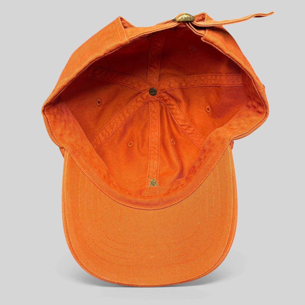 Raree Finds Polo Ralph Lauren orange cotton strapback cap with unstructured fit and metal clasp closure