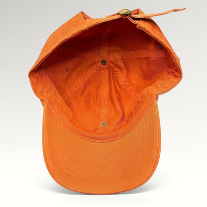 Raree Finds Polo Ralph Lauren orange cotton strapback cap with unstructured fit and metal clasp closure