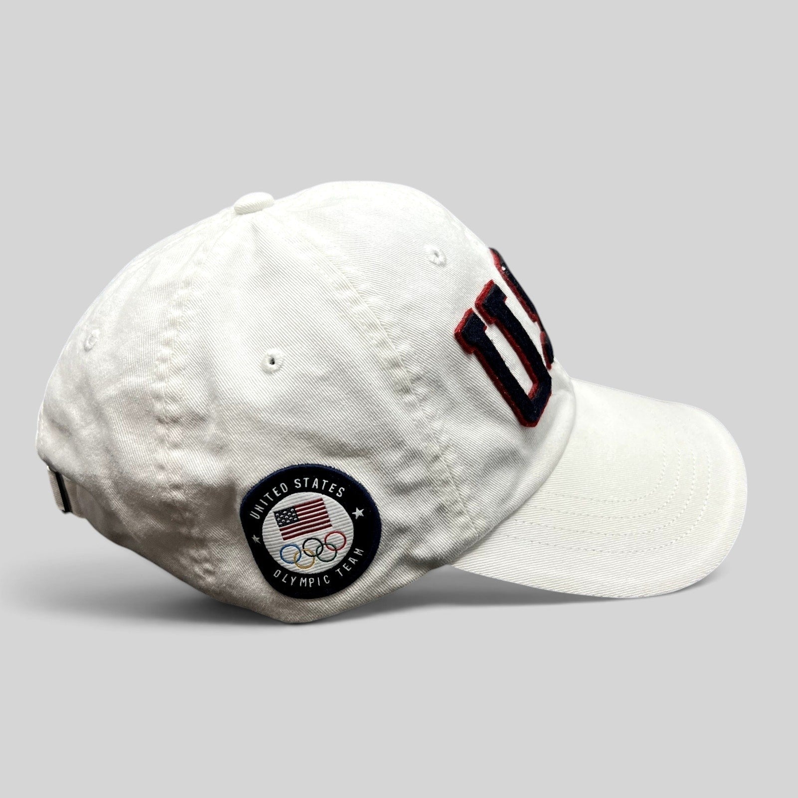 Raree Finds white Polo Ralph Lauren Team USA Olympic strapback hat with navy and red USA lettering and side flag patch