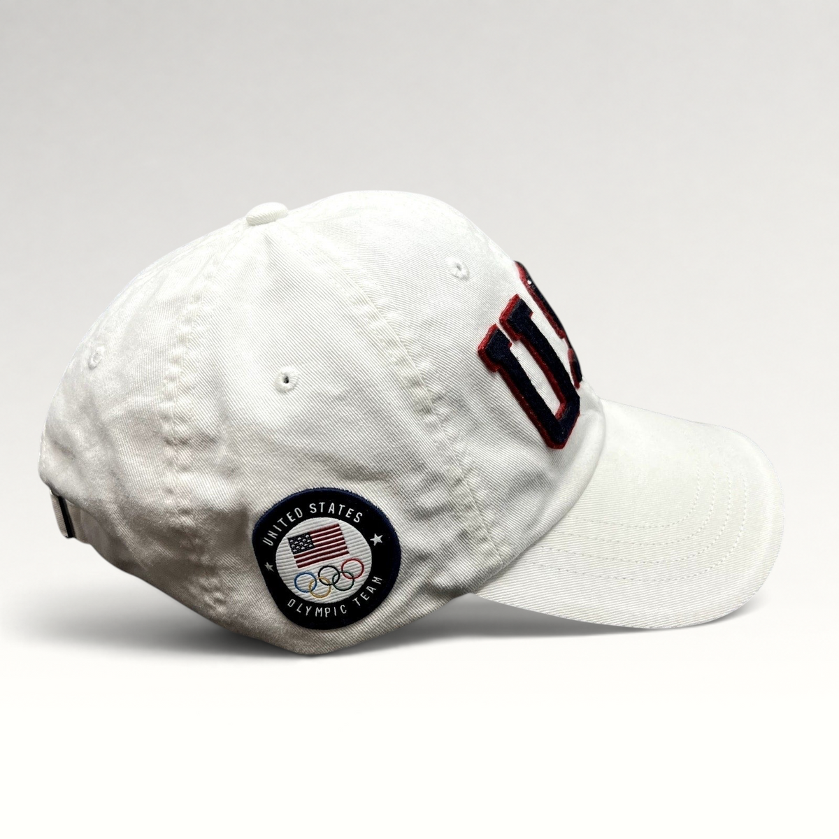 Raree Finds white Polo Ralph Lauren Team USA Olympic strapback hat with navy and red USA lettering and side flag patch
